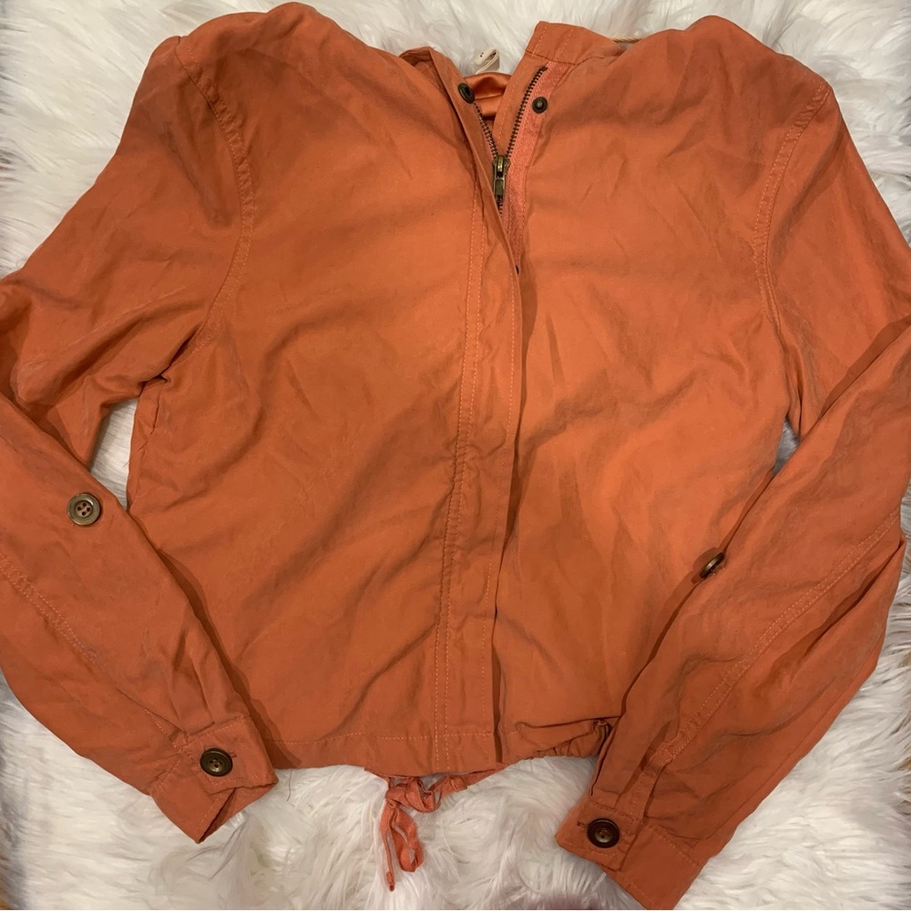 Orange peach zip up cropped hoodie